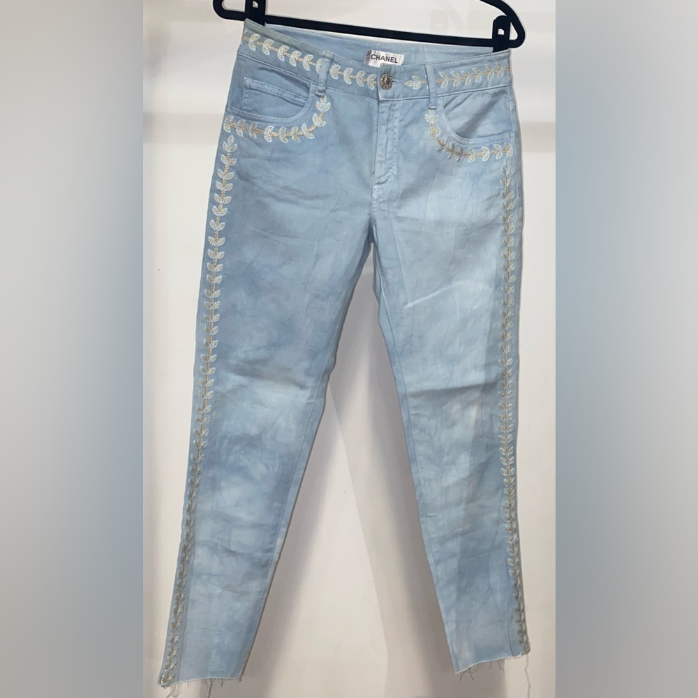 Embroidered Light Blue Chanel Jeans